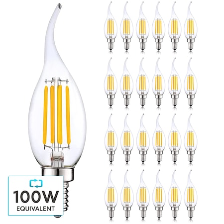 Luxrite CA11 LED Bulbs 7W (100W Equivalent) 800LM 5000K Bright White Dimmable E12 Candelabra Base 24-Pack LR21639-24PK